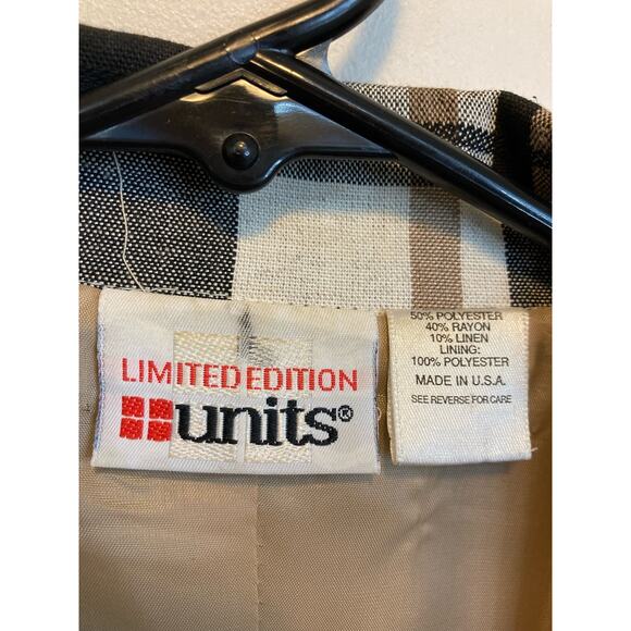 Vintage 90's Oversized Fall Plaid Brown & Black Long Blazer Jacket Size Large - Picture 2 of 9